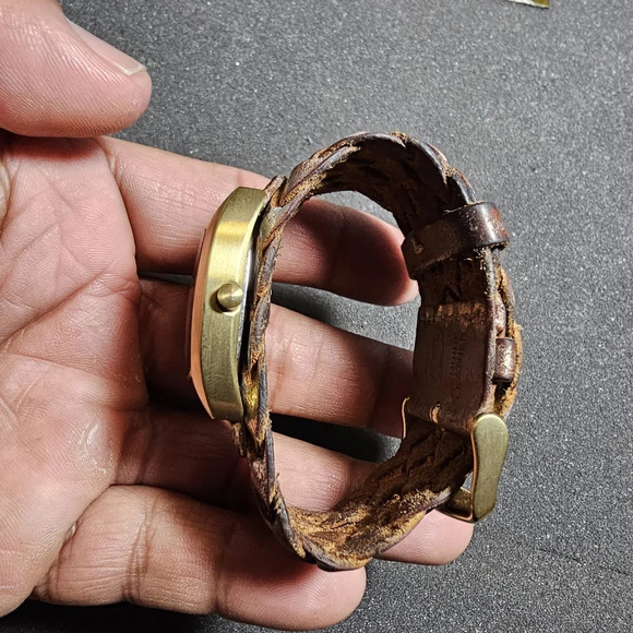 Vintage Fossil Ladies Quartz Watch Gold Tone Date Just Woven Strap Working shows - Picture 5 of 9